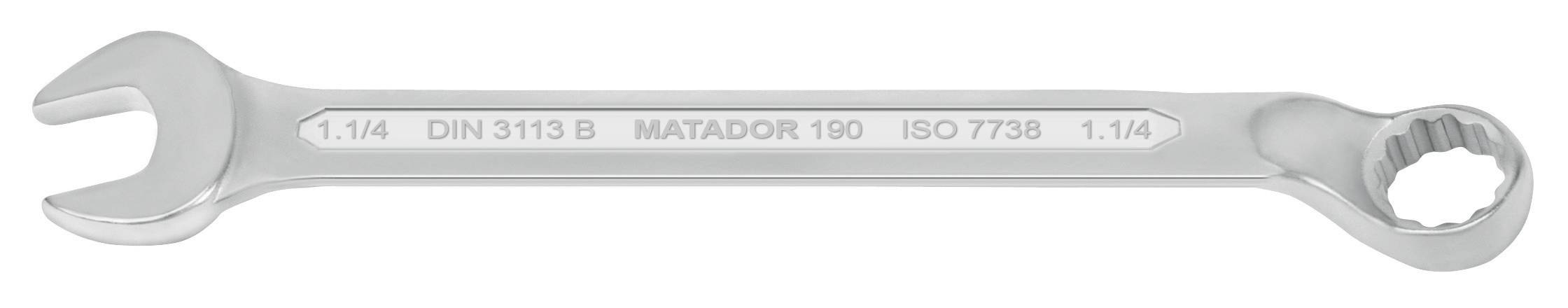 Villáskulcs '1 1/4 DIN 3113 B MATADOR 100 ISO 7738 1 1/4' felirattal. Csavarási munkálatokhoz alkalmas.