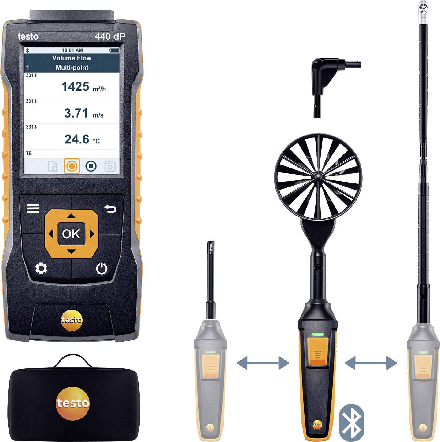 Bluetoothos anemométer készlet, testo 440 Set2 delta P