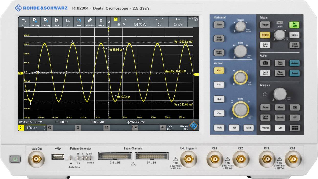 Rohde & Schwarz RTB2K-74 Digitális oszcilloszkóp 70 MHz 4 csatornás 1.25 GSa/mp 10 Mpts 10 bit Digitális memória (DSO), Multiméter funkciók 1 db
