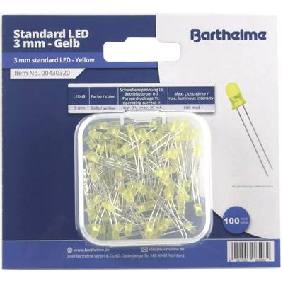 Barthelme  LED készlet  Sárga Kerek 3 mm 600 mcd 30 ° 20 mA 2 V 