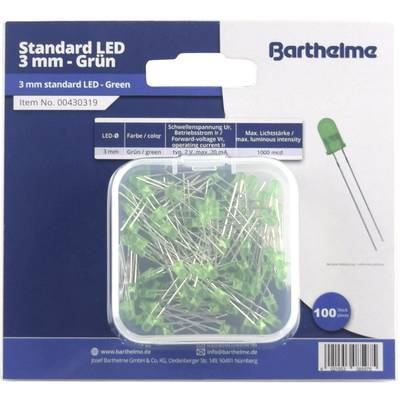 Barthelme  LED készlet  Zöld Kerek 3 mm 100 mcd 30 ° 20 mA 2 V 