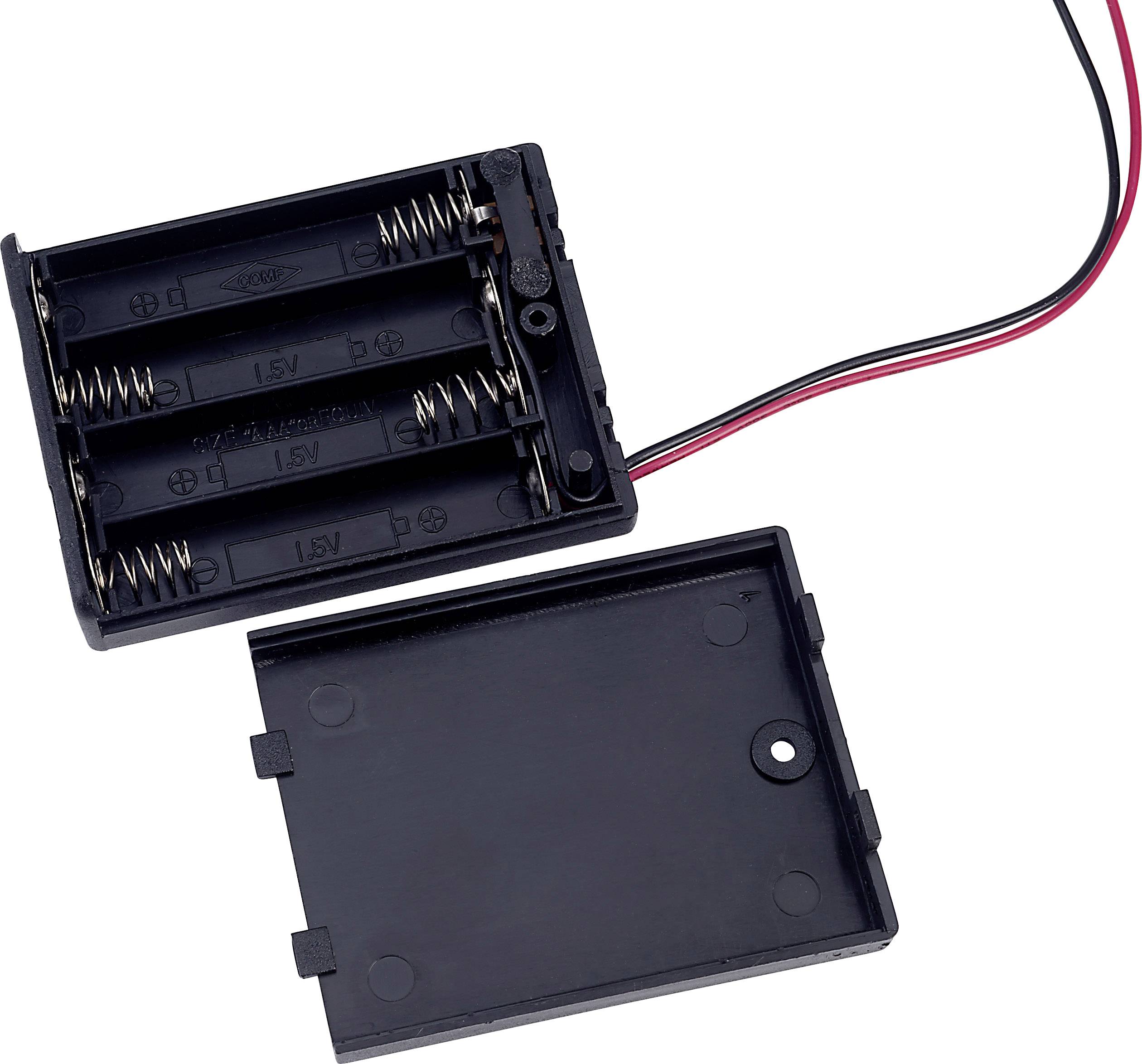 Elemtartó mikroelemhez 4x AAA, vezetékes, TRU COMPONENTS SBH441AS