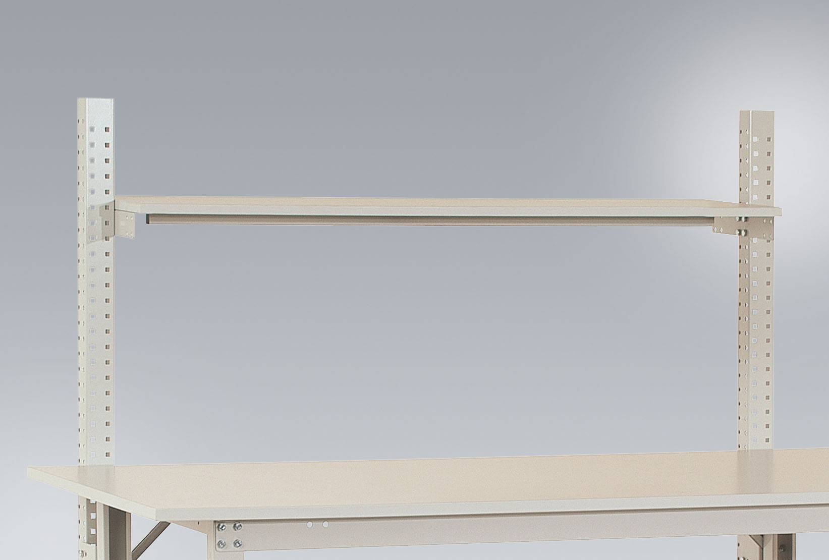 Manuflex AS1262.7035 Melamin polc világosszürke 1250x 500x19mm, a PACKTISCH 1750mm tartóval tartó nélkül Élénk szürke
