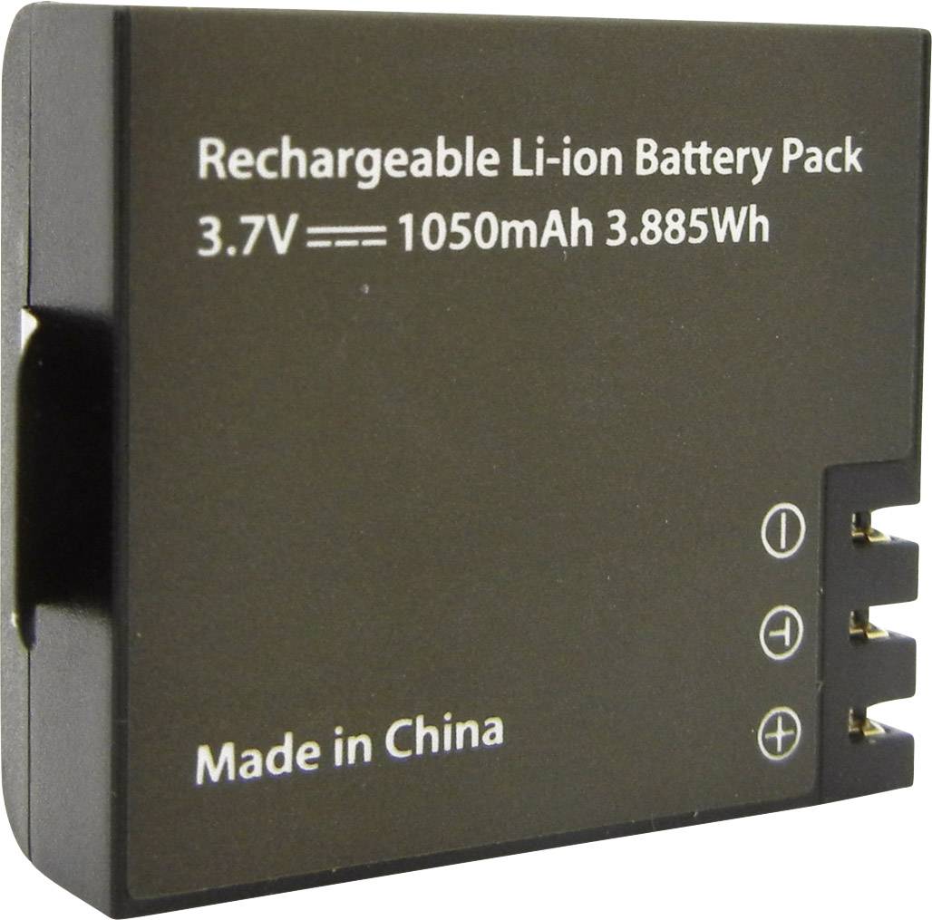 'Újratölthető akkumulátorcsomag, Li-Ion, 3,7V, 1050mAh, 3,885Wh, gyártva Kínában.'