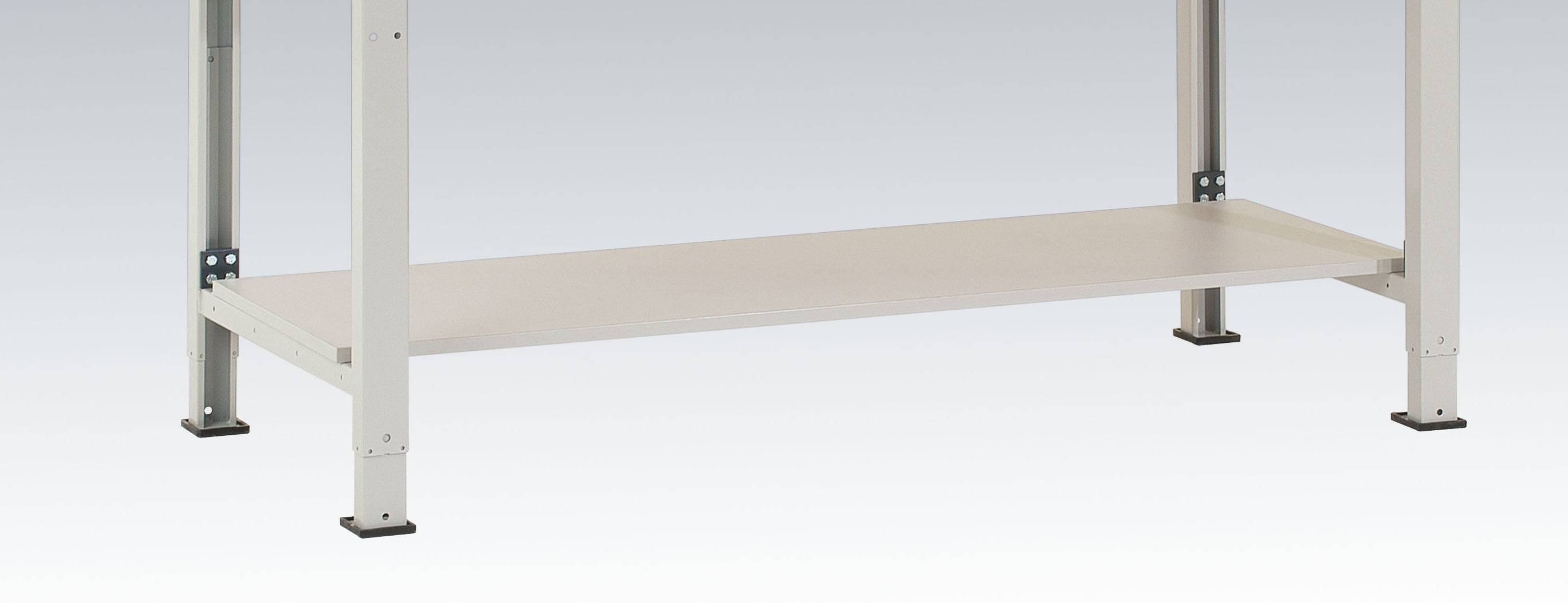 Manuflex AS1112 Középső polc melamin világosszürke 1480x 500x19mm, a PACKTISCH 1750mm tartóval tartó nélkül