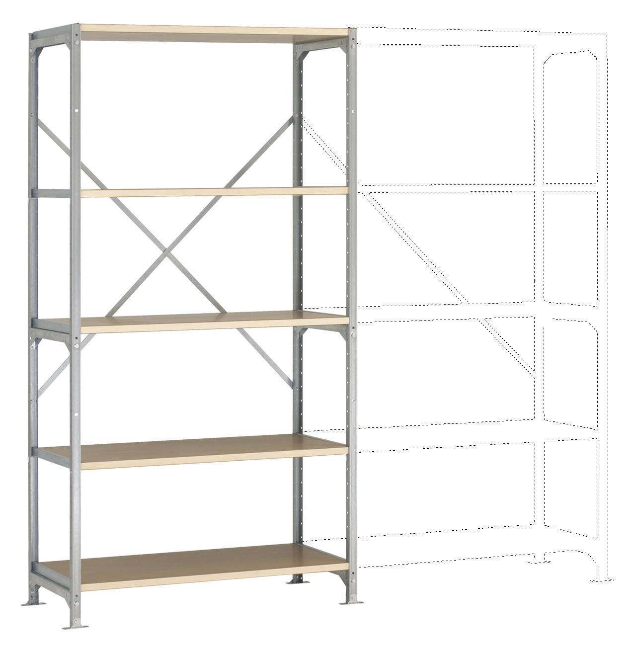 Manuflex RB2105 Polc ráépíthető modul 100 kg (Sz x Ma x Mé) 97 x 2 x 50 cm Acél Cinkezett Ónozott Fa padló