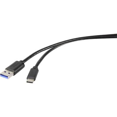 Renkforce USB kábel USB 3.2 Gen1 (USB 3.0 / USB 3.1 Gen1) USB-A dugó, USB-C® dugó 0.30 m Fekete  RF-4536472