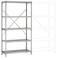 Stabil fémpolc négy polclemezzel, további bővítési lehetőséggel a rajzolt körvonalak által jelezve. Tárolásra alkalmas.