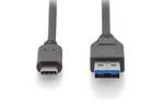 USB C típusú csatlakozó kábel - USB 3.1 Gen 2 - USB típus C-A (Férfi-férfi) - 1,0 m Hossz - Teljesen felszerelt - 3A - 10 Gbps - CE - Fekete