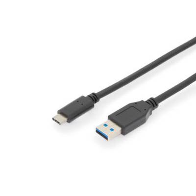Digitus USB kábel USB 3.2 Gen1 (USB 3.0 / USB 3.1 Gen1) USB-C® dugó, USB-A dugó 1.00 m Fekete Kettős árnyékolás AK-30014