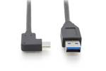 USB C típusú csatlakozó kábel - USB 3.1 Gen 2 - USB C típus 90 ° A-ig (férfi-férfi) - 1,0 m Hossz - Teljesen felszerelt - 3A - 10 Gbps - CE - Fekete
