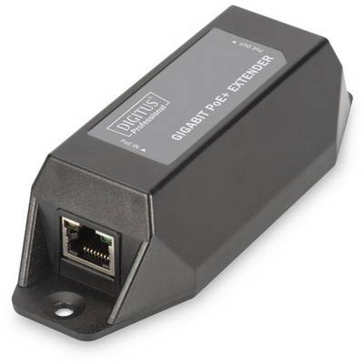 Gigabites PoE+ Hosszabbító, Digitus Professional, egy Ethernet-csatlakozóval, növeli a hálózati hatótávolságot PoE+ technológia segítségével.