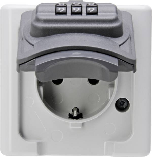 Kopp 109856007 1 részes Falra szerelhető dugalj  Lezárható IP44 Szürke, Fekete