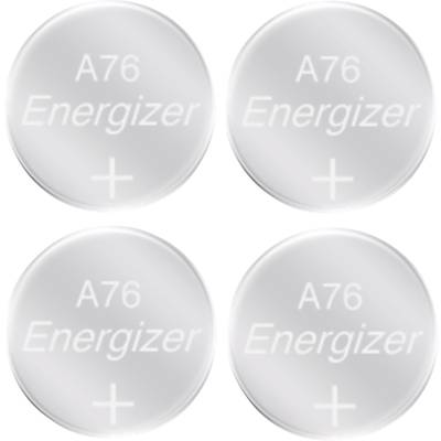 Négy sorban elhelyezett gombelem, amelyen az 'A76 Energizer +' felirat olvasható.