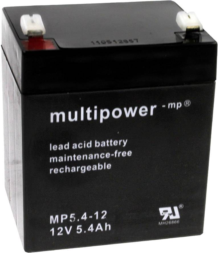 multipower PB-12-5,4-4,8 Ólomakku 12 V 5.4 Ah Ólom-vlies (AGM) (Sz x Ma x Mé) 90 x 107 x 70 mm Kontaktpólus Karbantartásmentes, Kis önkisülés
