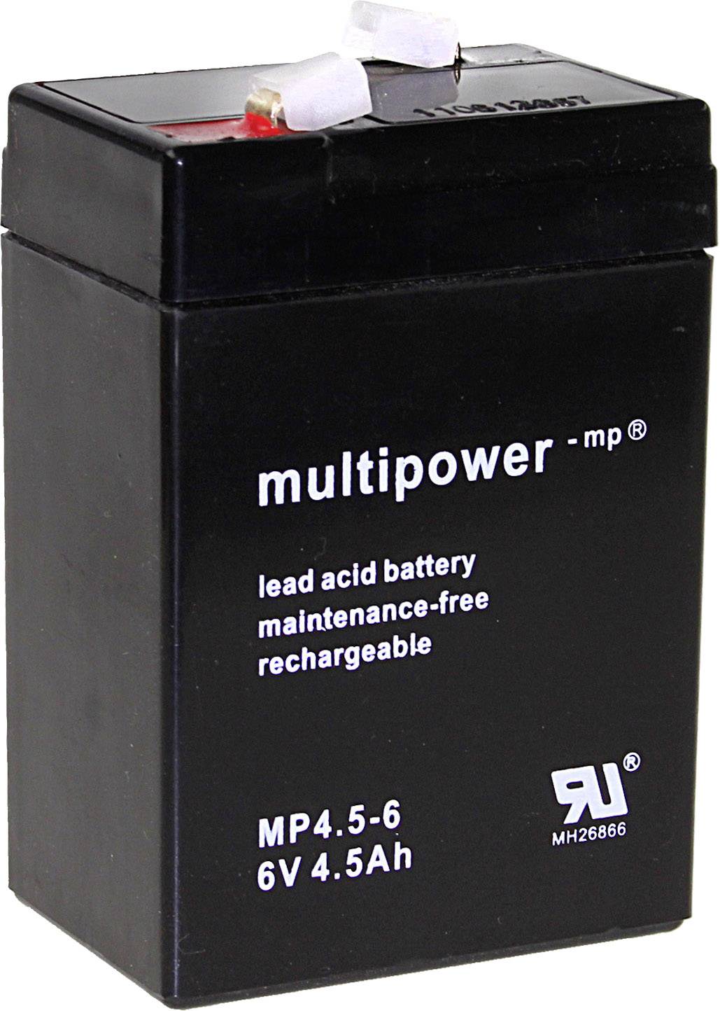 multipower PB-6-4,5-4,8 Ólomakku 6 V 4.5 Ah Ólom-vlies (AGM) (Sz x Ma x Mé) 70 x 105 x 47 mm 4,8 mm-es laposérintkezős dugó Karbantartásmentes, Kis önkisülés