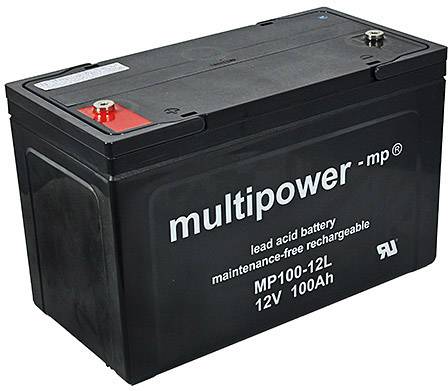 multipower PB-12-100 Ólomakku 12 V 100 Ah Ólom-vlies (AGM) (Sz x Ma x Mé) 338 x 217 x 170 mm M6 csavaros csatlakozó Karbantartásmentes, Kis önkisülés