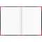 Kinyitott füzet kockás lapokkal és piros szegéllyel, két üres oldalt mutat.