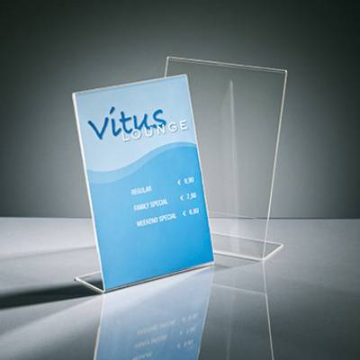 Sigel TA210 TA210 Asztali felállítható tartó L-forma A következő papírformátumhoz használható: DIN A4 Üvegtiszta 1 db