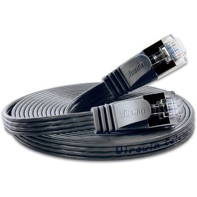 Slim Wirewin PKW-STP-SLIM-KAT6 2.0 SW RJ45 Hálózati kábel, patchkábel CAT 6 U/FTP 2.00 m Fekete lapos 1 db