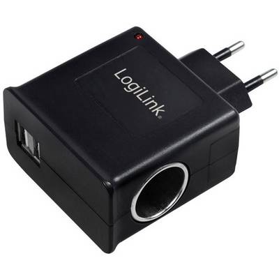 Hálózati USB töltő szivargyújtó aljzattal, max. 3 A, 2x USB, LogiLink PA0046-0