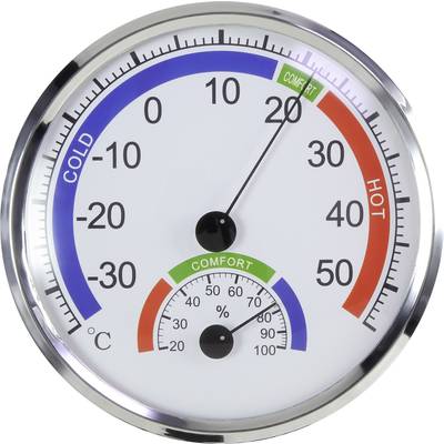 Analóg hőmérséklet- és légnedvesség mérő, ezüst, Basetech BT-TH130A