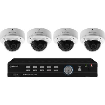 Monacor AXZ-408DVM 0180118 Analóg, HD-TVI, AHD, HD-CVI Megfigyelő kamera készlet 8 csatornás 4 db kamerával 1920 x 1080 