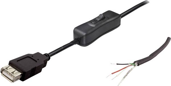 USB csatlakozókábel kapcsolóval Alj, egyenes TC-2509040 TRU COMPONENTS Tartalom: 1 db