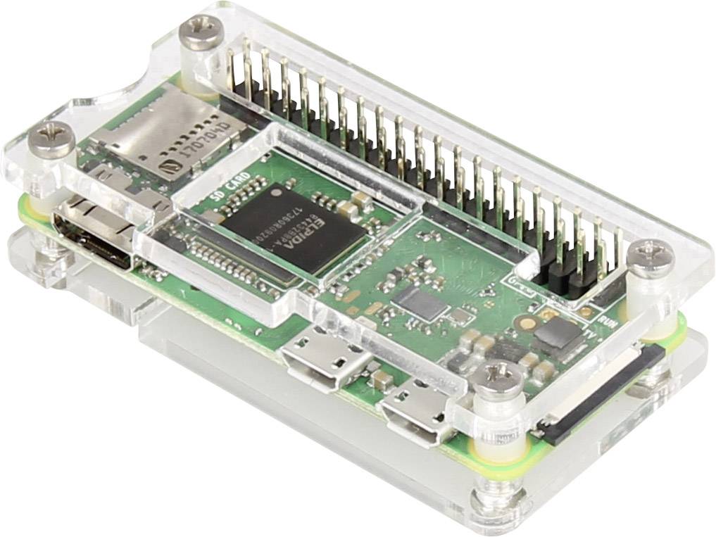 Egy Raspberry Pi Zero W, amelynek látható a nyomtatott áramköri lapja és több csatlakozója, köztük USB és HDMI.