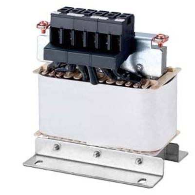 Egy fémházas transzformátor több kábel csatlakozóval a tetején. Fémtartóra van szerelve és elektromos alkalmazásokhoz megfelelő.
