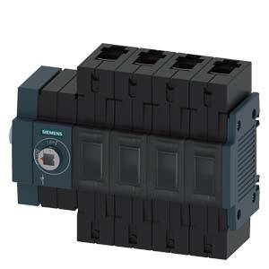 Egy fekete Siemens automatikus kapcsoló négy csatlakozóval és egy kerek kapcsolóval a bal oldalán, amely elektromos rendszerekben kerül felhasználásra.
