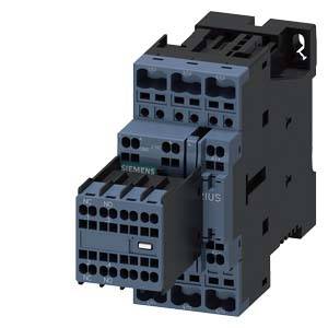 Egy 'SIEMENS' jelölésű, több csatlakozóval rendelkező elektromos kontaktor, amelyet kapcsolószekrénybe történő szerelésre használnak.