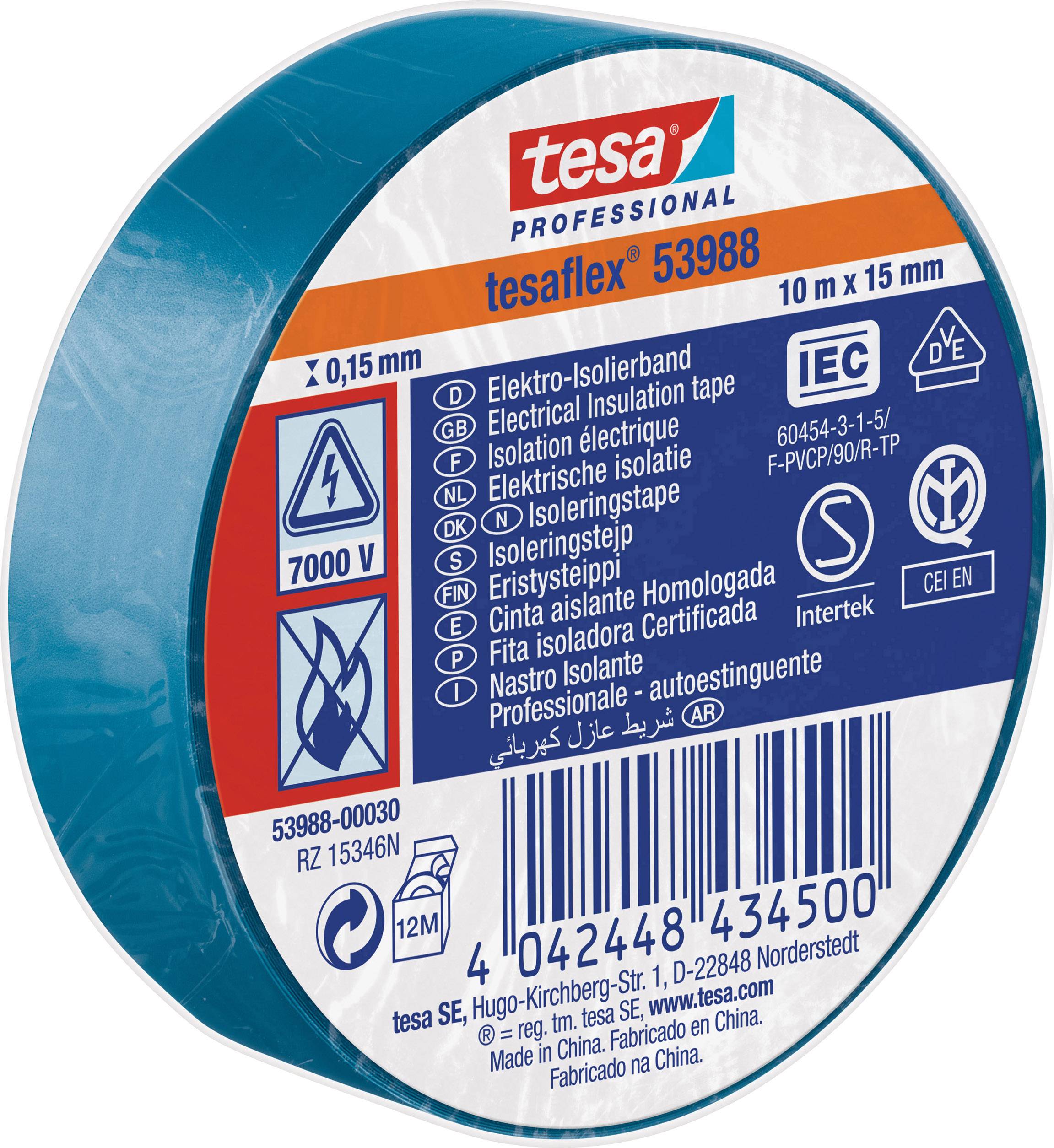 tesa 53988-00030-00 Szigetelőszalag tesa® Professional Kék (H x Sz) 10 m x 15 mm 1 db