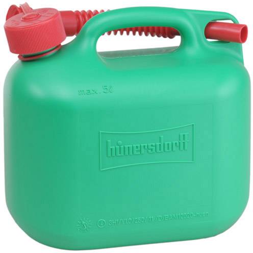 Hünersdorff 811590 Benzinkanister 5l Kunststoff grün UN-Zulassung + E10 Proof 147x265x247mm Üzemanyag kanna 5 l