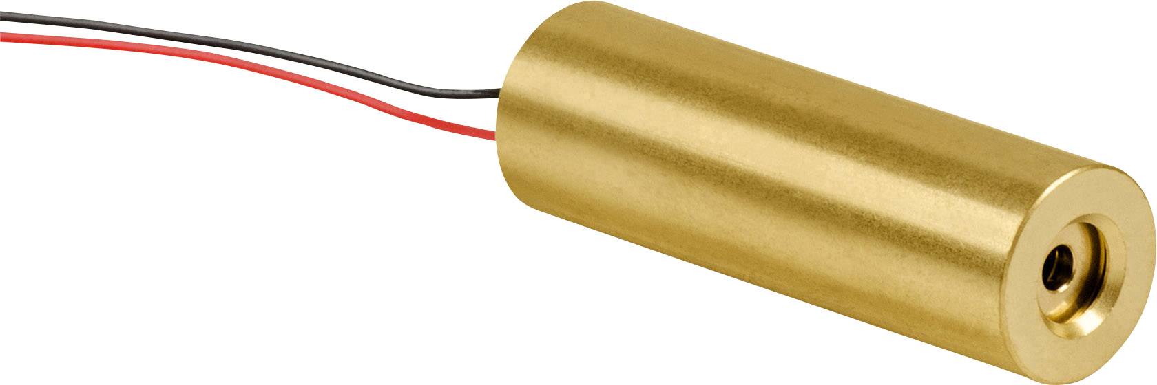 Arany hengeres lézer piros és fekete vezetékekkel.