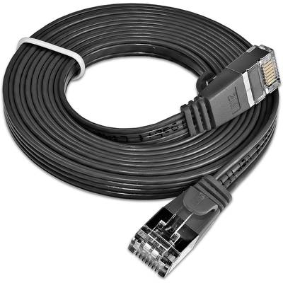 Slim Wirewin PKW-STP-SLIM-KAT6 0.25 SW RJ45 Hálózati kábel, patchkábel CAT 6 U/FTP 25.00 cm Fekete lapos 1 db