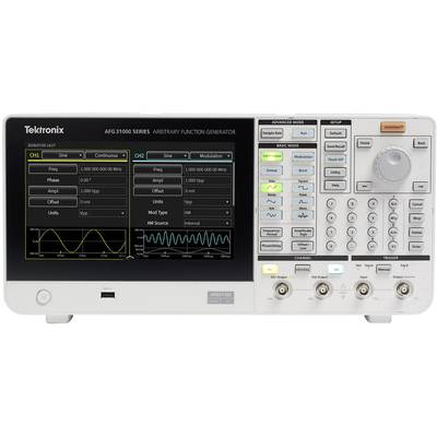 A Tektronix AFG31000 sorozat egy kétcsatornás tetszőleges jelfüggvény-generátor, amely hullámformákat jelenít meg egy digitális kijelzőn.