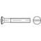 Egy süllyesztett fejű csavar és hosszú anyájának műszaki rajza, felülnézet és oldalnézet.