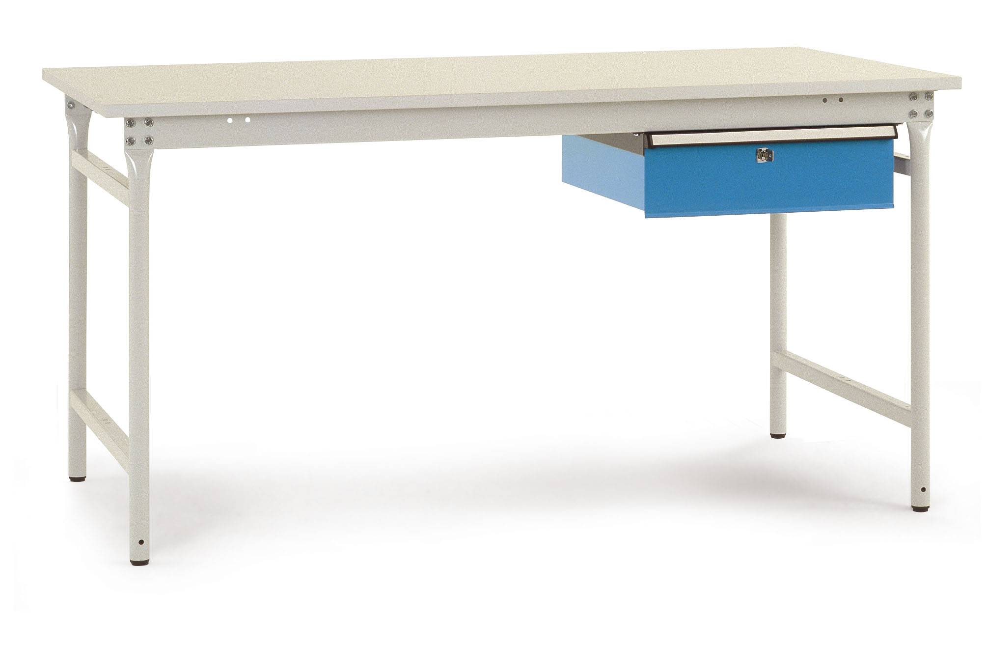 Manuflex BB5237.0002 Táblázat BASIS helyhez kötött 1000x800x780mm, műanyag lemez RAL7035 világosszürke fiókkal RAL5007 ragyogó kék Élénk szürke