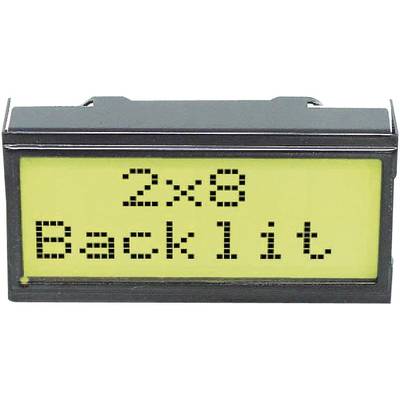 Alfanumerikus LCD DOT-mátrix kijelző modul 2x8, számmagasság: 5,55 mm, sárga, EA DIPS082-HNLED