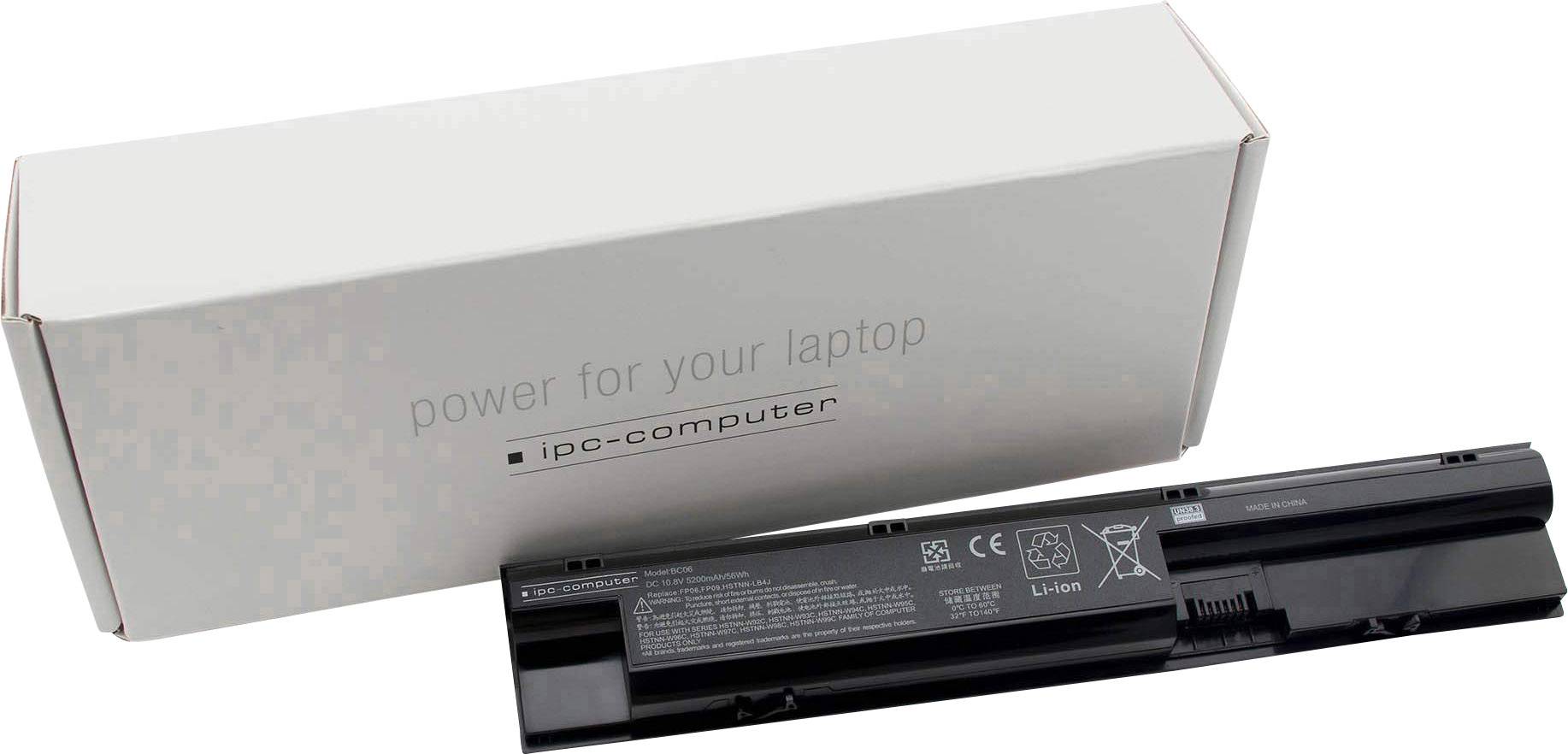 Laptop-akkumulátor egy fehér kartondobozon, amelyen a "power for your laptop - ipc-computer" felirat szerepel.