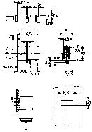 Műszaki rajz több mechanikai alkatrész sematikus ábrázolásával és méretükkel.