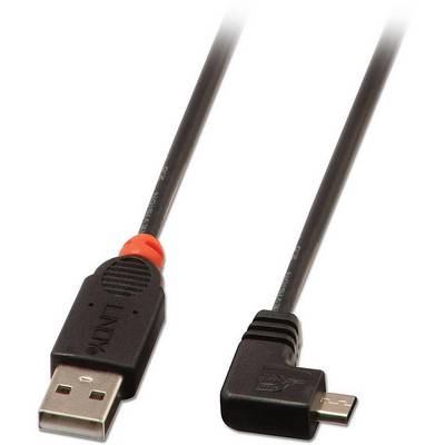 USB-kábel szabványos USB-csatlakozóval baloldalt és derékszögű micro-USB-csatlakozóval jobboldalt. Ideális töltéshez és adatátvitelhez.