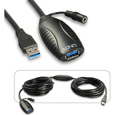 USB-hosszabbító kábel fekete köpennyel, USB-A dugóval és USB-A aljzattal, eszközbővítésre alkalmas.