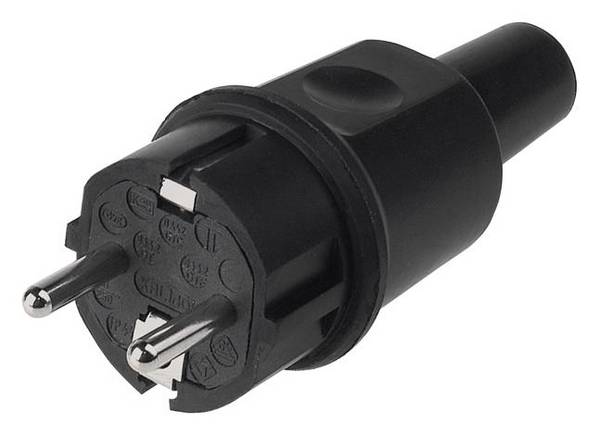Bachmann 913.169 Védőérintkezős dugó Tömör gumi  250 V Fekete IP44, IP20
