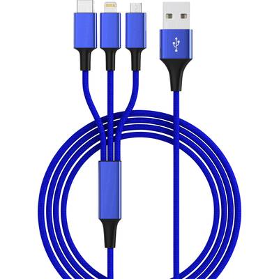 Smrter USB töltőkábel USB 3.2 Gen1 (USB 3.0 / USB 3.1 Gen1) USB-A dugó, USB-C® dugó, USB mikro B dugó, Apple Lightning d