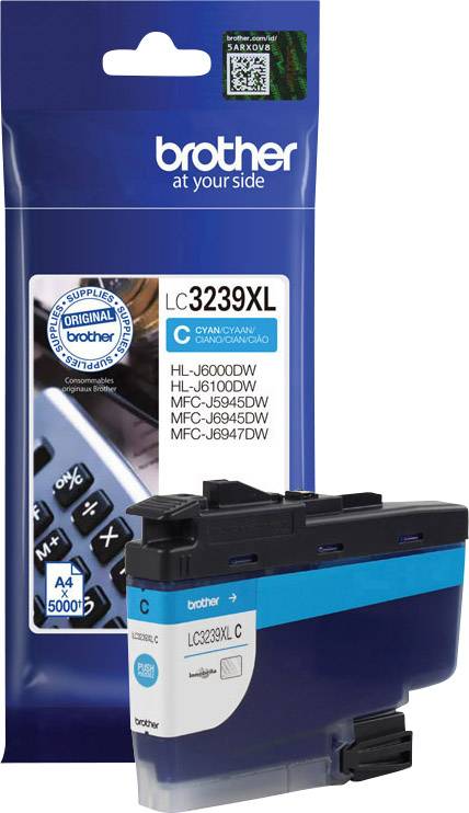 Kék és fekete Brother LC3239XL nyomtatópatron nagy kapacitással, kompatibilis a HL-J6000DW és MFC-J6945DW típusú nyomtatókkal.
