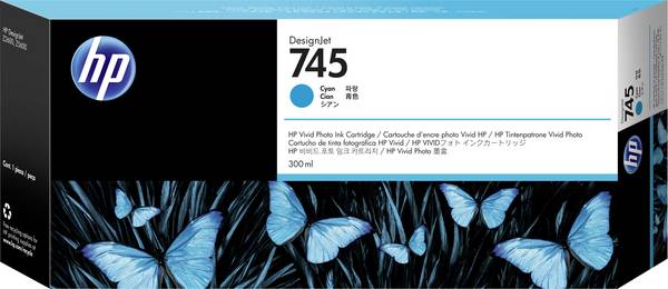 HP Tinta 745 Eredeti Cián 300 ml F9K03A 1 db