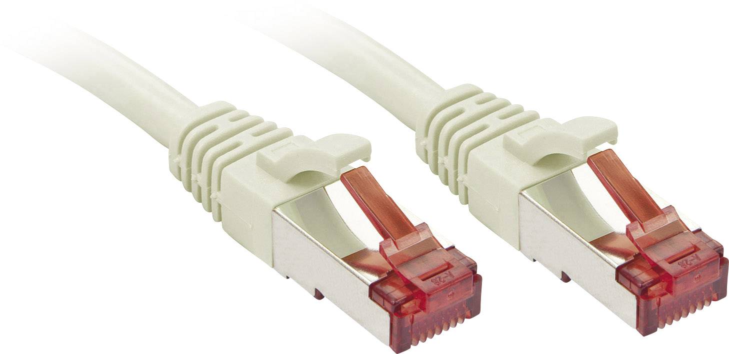 LINDY 47853 RJ45 Câble réseau, câble patch CAT 6 S/FTP 3.00 m gris avec cliquet dencastrement 50 pc(s)