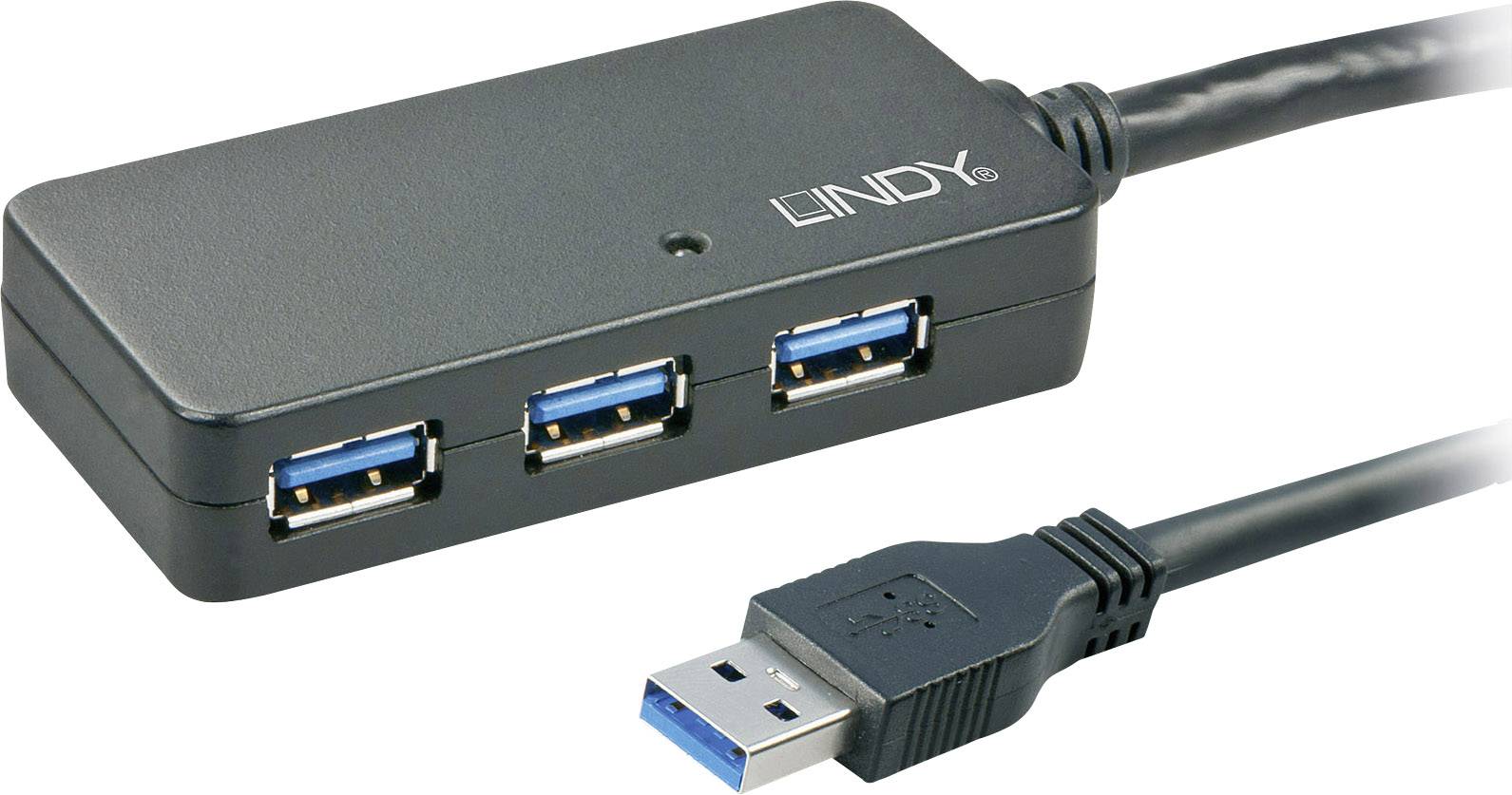 4 portos USB-elosztó, amely alkalmas egy számítógép csatlakozási lehetőségeinek bővítésére. Tartalmaz egy kábelt USB-csatlakozóval.